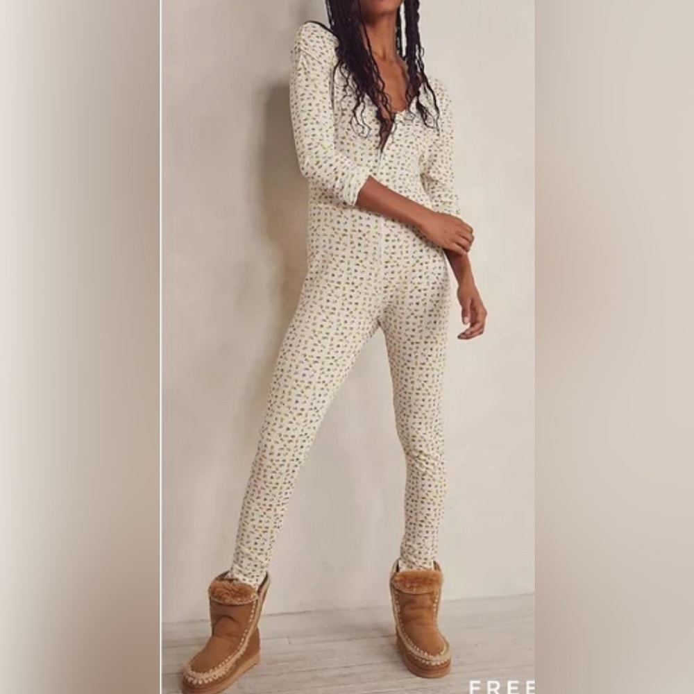 Intimately Free People Home Alone long John one piece pajama size medium